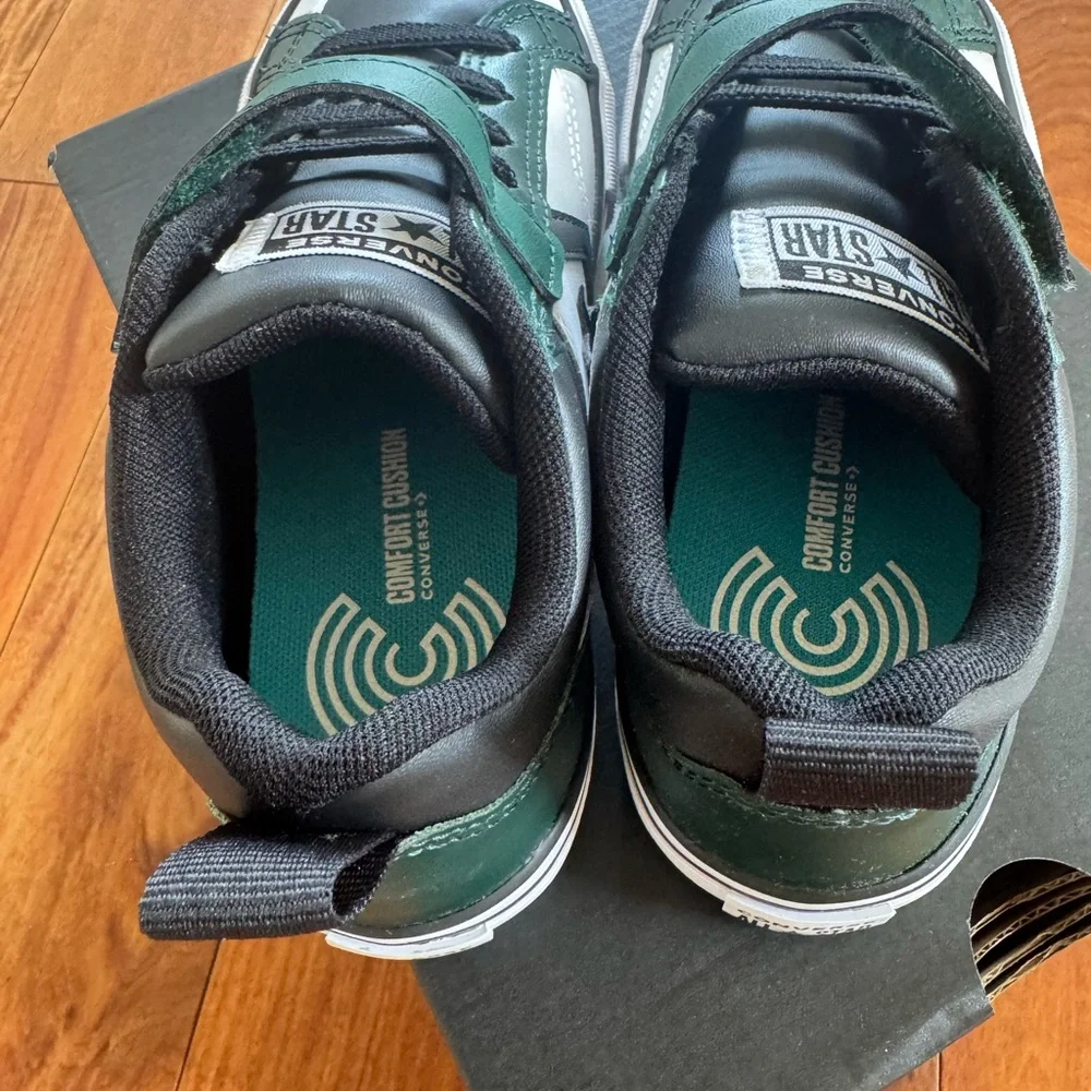 CONVERSE PRO BLAZE EASY-ON YOUTH BOYS' Black and Green Low-Top Sneakers - Picture 8 of 12